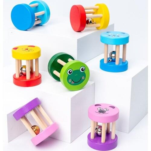 Baby Rattles Cartoon Wooden Rattles Children Educational Early Education Orff Musical Instruments Baby Musical Toys (random