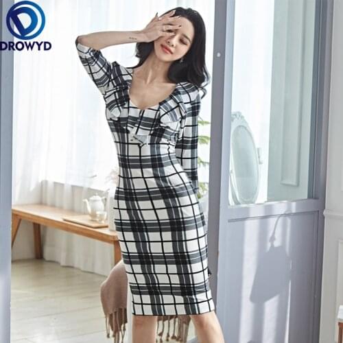 Модные платья в клетку DROWYD China At AliExpress