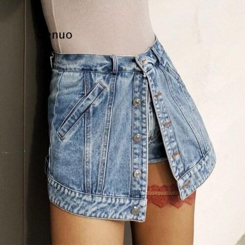 Patchwork Denim Shorts for Female High Waist Slimming Loose Casual Womens Denim Shorts Fashion Streetwear Tide