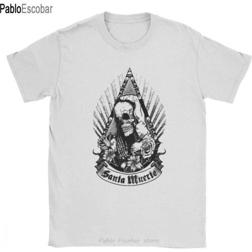Men T-Shirts Santa Muerte Casual Cotton Tee Shirt Short Sleeve Saint Death Goth Mexican Death Skull Muertos Mother T Shirts