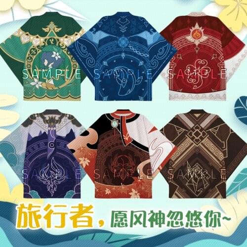 Genshin Impact game fan element logo ZHONGLI Klee Xiao two-dimensional animation peripheral classic haori clothes cloak suits