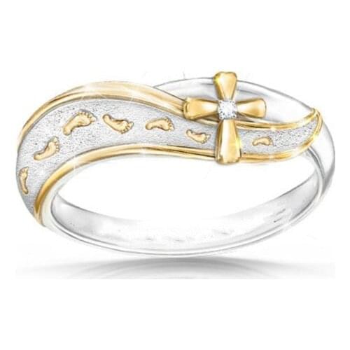 Dainty Cross Rings for Women Fashion Female Jewelry Silver Gold Footprints Rings Party Jewelry anelli donna bagues pour femme