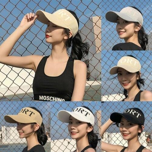 Newest summer Solid Color Fashion Womens Girls Sports Protection Unisex Adjustable Cap Sports Sun Summer Breathable Outdoor Hat
