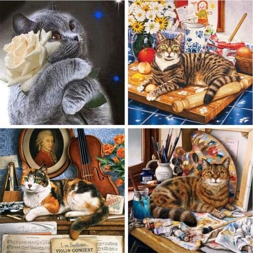 Cats 1 Patterns Cross Stitch Kits 14CT 11CT Count Printed Canvas DMC DIY Handmade Embroidery Kits Needlework Sets Home Decor