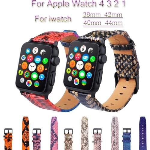 Snake Skin Leather Watch Band For Apple Watch 4 3 2 1 loop Bracelet Strap For iwatch 44mm 40mm 38mm 42mm Watchband Accessories
