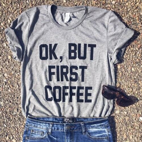 Summer Graphic Tees Woman Baseball Tops Plus Size 90s Graphic Top Pink Tee Ok But First Coffee Tshirt Women T-shirts