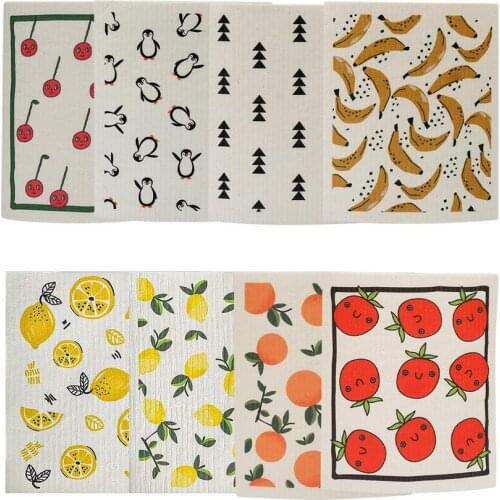 Reusable Cellulose Dishcloths 8PCS Eco-Friendly No Odor For Household Kitchen Absorbent And Fast Dishcloths