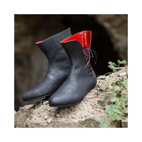 Mens Medieval Leather Shoe Middle Ages Ankle Boots Victorian Renaissance Boot Shoes