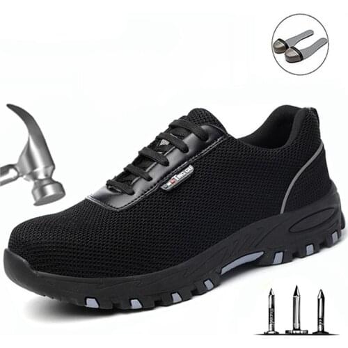 Men Fly Woven Labor Insurance Shoes Men Breathable Work Shoes Men Anti-smashing anti-slip Wear-resistant Safety Shoes