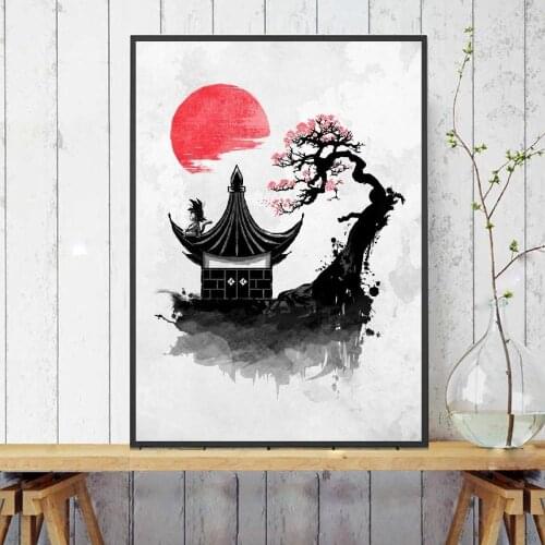 Red Sun Saiyan Anime Art Print Wall Poster Living Room Decoration No Frame