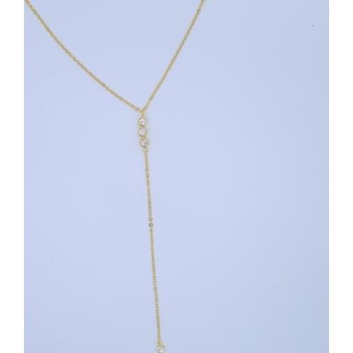 New yellow Gold Color Y-shaped Chain Necklaces For Women Zircon charm Pendant Trendy Jewelry