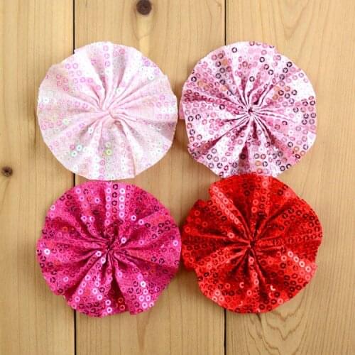 New Arrival 20pcs/lot 20C Kids Head Sequin Flower 3.15Inch For Girls Headband Children Hair Clip DIY Accessories MH94