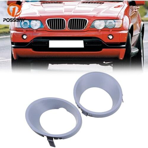 POSSBAY Lower Bumper Front Lamp Grilles for BMW X5 E53 2000-2003 Fog Lights Covers Auto Decoration Frame Accessories Styling