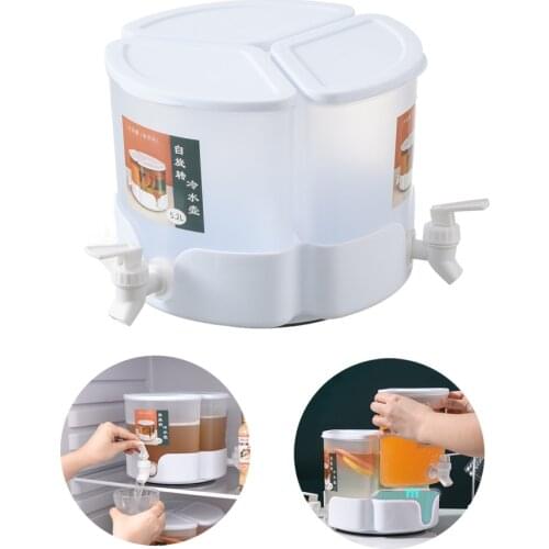3 in 1 Rotated Beverage Drinking Dispenser With 3 Tap Detachable Fridge Cold Kettle Water Bottle Portable Drinkware Container