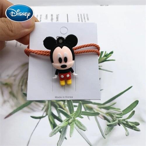 Disney 2pcs Mickey Resin doll Hair Rope Girl Ponytail Holder Hair Tie Hair Rope Rubber Bands Hair Accessories Headwear