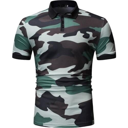 2021 polo shirt men Foreign trade new mens camouflage slim short sleeves summer casual fashion polo shirt