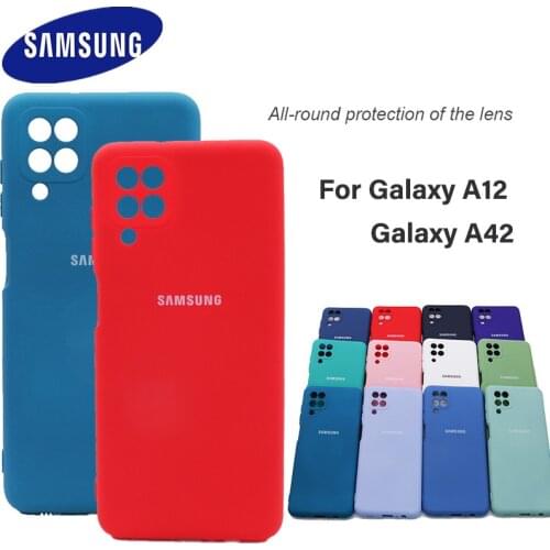 Samsung Galaxy A12 A42 Silky Silicone Cover Soft-Touch Finish Back Protective Case For Samsung a42 5g a12 5g case with logo