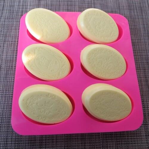 6-Cavity Cake Mold Oval Flower Pattern Silicone Soap Mold Cake Decorating Tools DIY Home Handmade Soap Craft