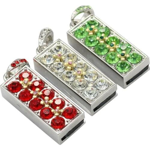 Rhinestones Diamonds Necklace USB Flash Drive Rotation Pen Drive Real Capacity 4G 8G 16GB Memory Stick High Speed U Flash Disk