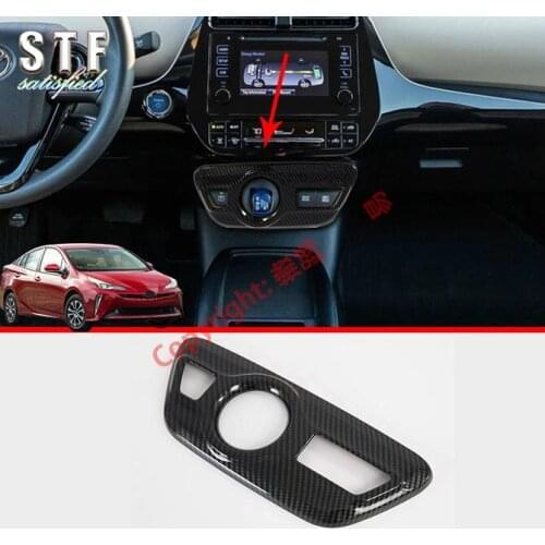 Carbon Fiber Style Interior Gearshift Knob Cover Trim Panel For Toyota Prius 2018 2019 2020
