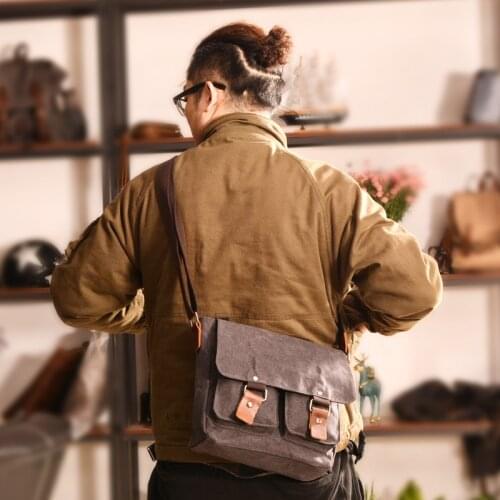 Waxed Canvas Crossbody Small Bag For Men Waterproof Cycling Bag Camera Bag Digital DSLR Bag Shoulder Bag