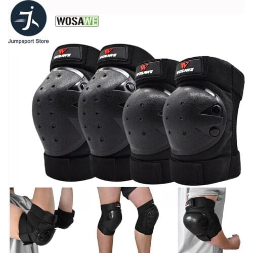 WOSAWE 4Pcs Adult Knee Protector Snowboard Skateboard Ski Roller Hockey Hard Protection Shell EVA Foam Sport Elbow Brace Pads