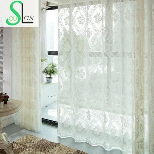 Slow Soul White Flower Summer Cotton Curtain Europe Curtains For Living Room Bedroom Sheer Luxury Lace Tulle Pleated Kitchen