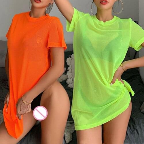 Kayotuas Women Bikini Cover-Up Swimwear Swimming Bathing Suit Summer Beachdress Hollow Out Transparent O-Neck Hot Beachwear