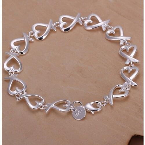 For women wedding lady cute noble pretty Silver color Jewelry fashion Bracelets nice chain link free shipping hot gifts H177