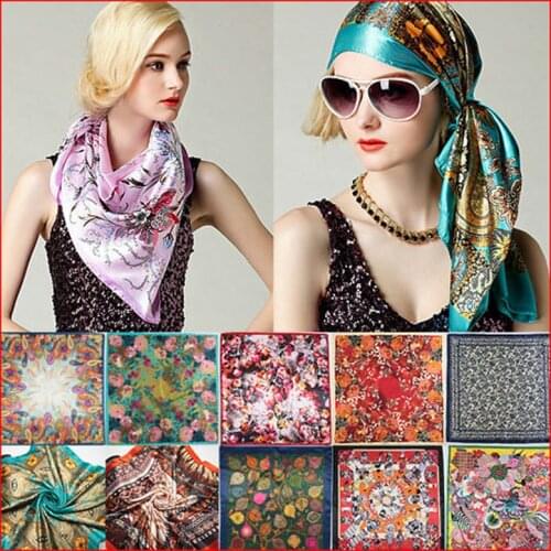 90*90cm Summer Women Silk Foulard Scarves Square Scarf Ladies Luxury Brand beach Shawl Bandanna Large Hijab muffler female