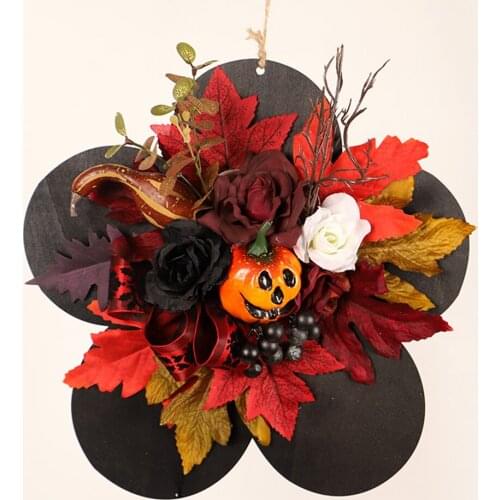 Halloween Front Door Sign Plaque Hanging Wreath Ornament Harvest Halloween Holiday Home Indoor Outdoor Door Wreath Decor Gifts