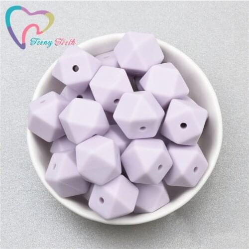 10 PCS Soft Lilac 14-17 MM Silicone Loose Beads Baby Teether Hexagon Silicone Teething Beads For Make DIY Necklace Teething Toys