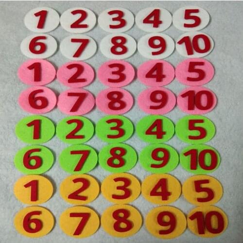 Pretty Candy Colors 10pcs Red Number Felt Fabric handmade Nonwoven Decoration DIY Felt Fabric