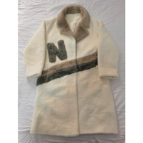 2020 New Women Wool Coat 100% Sheep fur woolen jacket Brand Beige Long fur coats