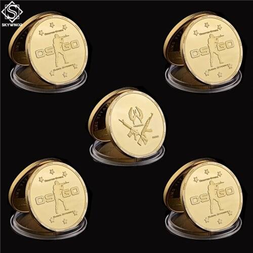5PCS Computer Game CS GO Counter Counter Terrorists Gold Souvenir Metal Coin Gifts