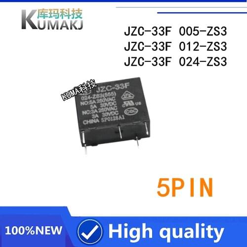 5PCS/LOT Power Relay JZC-33F 005-ZS3 JZC-33F 012-ZS3 JZC-33F 024-ZS3 JZC 33F 024 ZS3 Hf JZC-33F-024-ZS3(555) 10A 5PIN