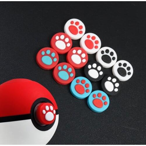 6Pcs Silicone Caps for Nintendo Switch Pokeball Go Analog Stick Thumb Stick Grip Caps Cat Paw Stars Protector Cover (Not for NS