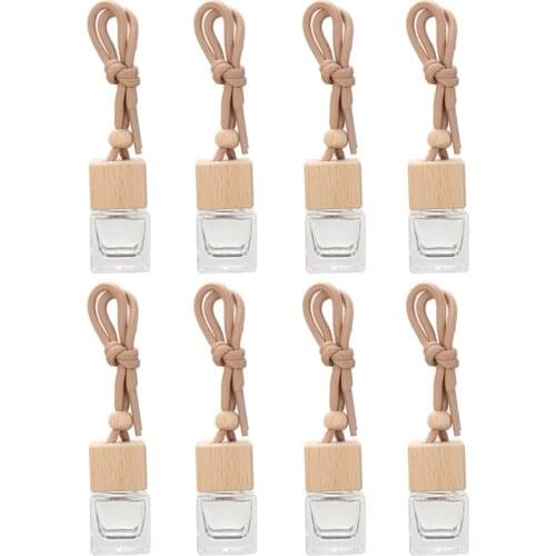 8pcs 8ml Empty Air Freshener Car Hanging Pendant Perfume Bottle Air Diffuser Ornaments Square Container Interior Accessory