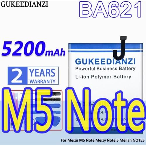 High Capacity GUKEEDIANZI Battery BA621 5200mAh For Meizu M5 Note Meizy Note 5 Meilan NOTE5 M621S M621Q