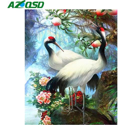 AZQSD Diamond Mosaic Animal Cross Stitch Diamond Embroidery Crane Rhinestones Pictures Diamond Painting Full Square New Arrival