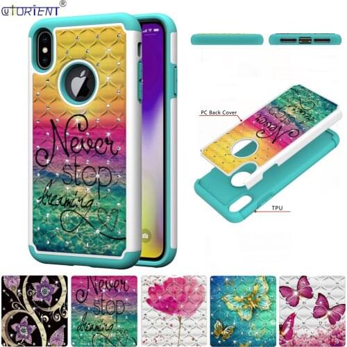 Bling Diamond Case For Apple iPhone XS MAX Hybrid Shockproof Armor Back Cover iPhoneXS MAX Bumper Cases Painting Phone Funda
