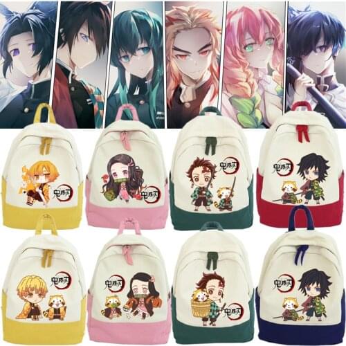Demon Slayer Kimetsu no Yaiba Kamado Nezuko Tanjiro Cosplay Canvas Backpack Students Shoulders Bag Schoolbags Laptop Bags