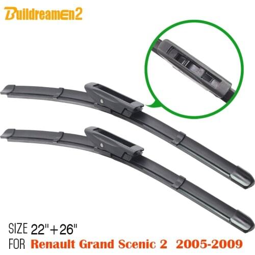 Buildreamen2 Rubber Wiper Blade Suit For Renault Grand Scenic 2 2005-2009 Frameless Windscreen Windshield Car Accessories 1Pair