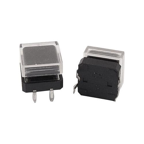 5 Pcs Black Square Cap Momentary Push Button Tactile Tact Switch 12 x 12mm 4 Pin