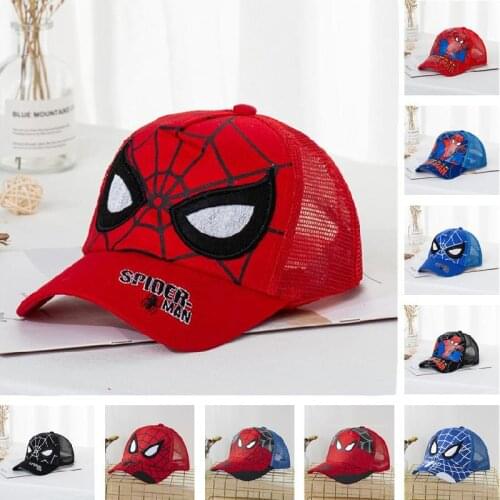 Spiderman Cartoon Kids Hat Boys Girls Travel Caps Anime Marvel Superheroes Adjustable Hip Hop Caps Cosplay Figure Gifts Toys