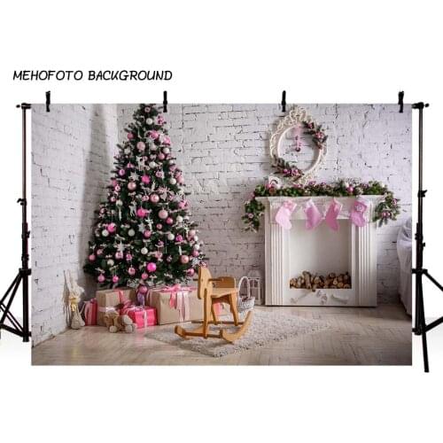 Photography Backdrops Christmas Background Fireplace Tree Winter Snow Window Interior Baby Birthday Background For Photo Studio