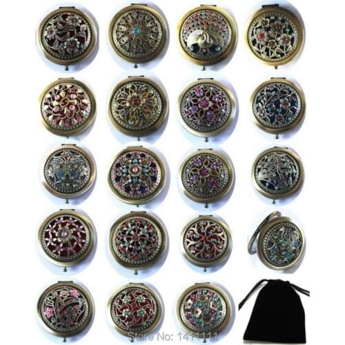 Pocket Chic Retro Vintage Style Makeup Cosmetic Pocket Compact Mirror Logo Print Fashion Cute Design + Nice Bag DHL Free Ship