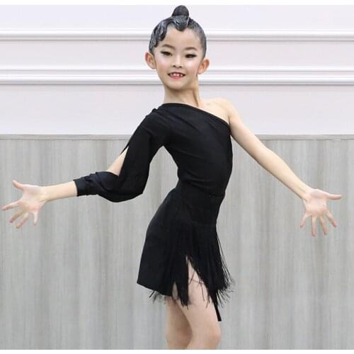 Fringe Skirt Girls Set Latin Dance Costume Black Summer Clothes Performance Costume Tap Dance Wear Samba Dancer Outfit DL7691