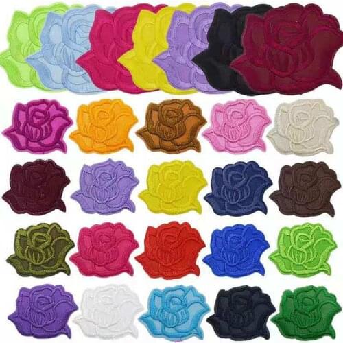 Beautiful Rose Flowers Embroidery Iron On Patches For DIY Crafts Clothing Custom Stickers Stripes Applique Hole Repair Dresses