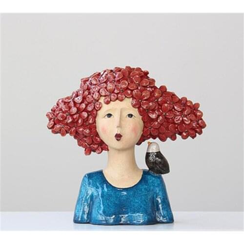 Colorful Character Statue Cat And Bird Leaning On Alice Statue Hotel Decoration Home Decoration Accessories A918